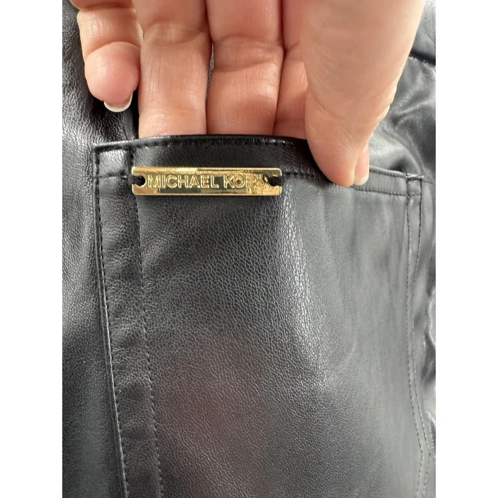 Women Faux Leather Pants Large High Rise Crop Flare Pull On Stretch Comfort Chic